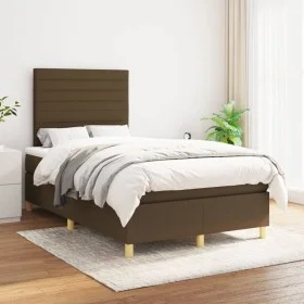 Box spring bed with dark brown fabric mattress 120x200 cm by , Beds and slatted bases - Ref: Foro24-3142404, Price: 382,86 €,...