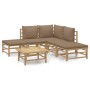 Set de muebles de jardín 6 piezas bambú con cojines gris taupé de , Conjuntos de jardín - Ref: Foro24-3155111, Precio: 550,70...