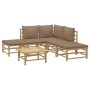 Set de muebles de jardín 6 piezas bambú con cojines gris taupé de , Conjuntos de jardín - Ref: Foro24-3155111, Precio: 550,70...