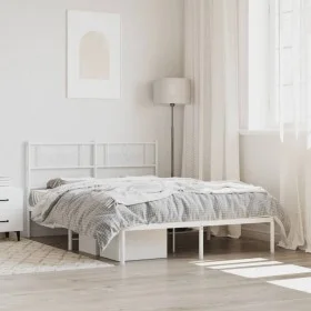 Estructura de cama de metal con cabecero blanca 140x190 cm de , Camas y somieres - Ref: Foro24-355316, Precio: 98,52 €, Descu...