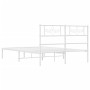 Estructura de cama de metal con cabecero blanca 140x190 cm de , Camas y somieres - Ref: Foro24-355316, Precio: 99,92 €, Descu...