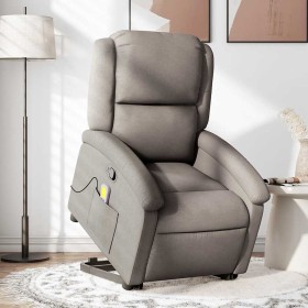 Sillón reclinable de masaje elevable tela gris taupé en Sillones | Comprar online en Foru.es