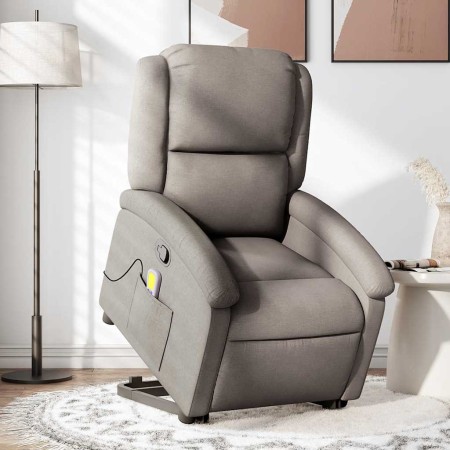 Sillón reclinable de masaje elevable tela gris taupé en Sillones | Comprar online en Foru.es