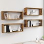 Estantes cúbicos de pared 4 uds madera roble ahumado 60x15x23cm de , Estantes y estanterías - Ref: Foro24-815925, Precio: 46,...