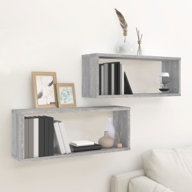 Estantes cúbicos de pared 2 uds madera gris Sonoma 60x15x23 cm de , Estantes y estanterías - Ref: Foro24-815927, Precio: 28,8...