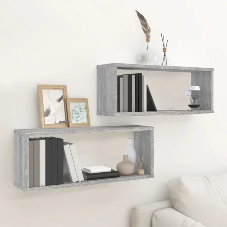 Estantes cúbicos de pared 2 uds madera gris Sonoma 60x15x23 cm de , Estantes y estanterías - Ref: Foro24-815927, Precio: 28,2...
