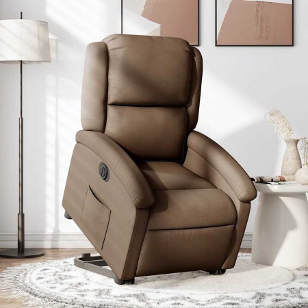 Sillón eléctrico reclinable elevable de tela marrón en Sillones | Comprar online en Foru.es