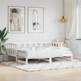 Sofá cama nido madera maciza de pino blanco 80x200 cm de , Camas y somieres - Ref: Foro24-836208, Precio: 184,05 €, Descuento: %