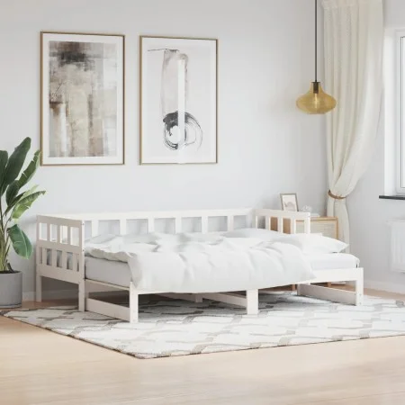 Sofá cama nido madera maciza de pino blanco 80x200 cm de , Camas y somieres - Ref: Foro24-836208, Precio: 184,05 €, Descuento: %