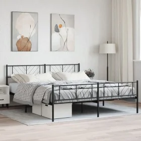 Estructura de cama cabecero y estribo metal negro 180x200 cm de , Camas y somieres - Ref: Foro24-372201, Precio: 117,77 €, De...