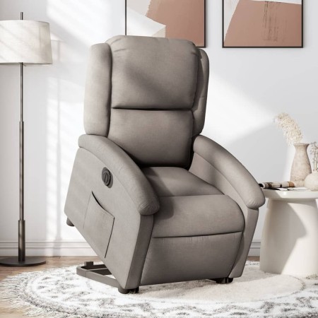 Sillón eléctrico reclinable elevable de tela gris taupe en Sillones | Comprar online en Foru.es