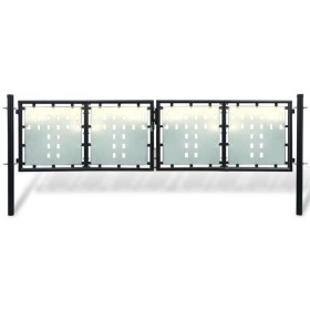 Puerta de valla de jardín negra 300x125 cm de vidaXL, Puertas de jardín - Ref: Foro24-141690, Precio: 302,71 €, Descuento: %