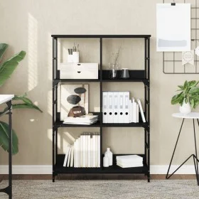 Estantería de madera de ingeniería negra 78,5x33x117,5 cm de , Librerías y estanterías - Ref: Foro24-835249, Precio: 66,11 €,...