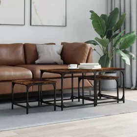 Stackable coffee tables 3 pieces engineered wood smoke oak by , Coffee table - Ref: Foro24-835391, Price: 71,95 €, Discount: %