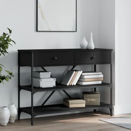Console table with drawers and shelves black engineered wood by , Side tables - Ref: Foro24-833403, Price: 101,85 €, Discount: %