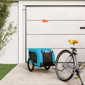 Pet Bicycle Trailer Iron Oxford Cloth Blue Black by , pet strollers - Ref: Foro24-94002, Price: 97,54 €, Discount: %