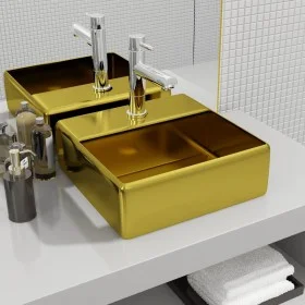 Washbasin with tap hole 38x30x11.5 cm ceramic gold by , Sinks - Ref: Foro24-143488, Price: 76,15 €, Discount: %