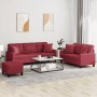 Juego de sofás con cojines 3 piezas cuero sintético rojo tinto de , Sofás - Ref: Foro24-3201396, Precio: 539,32 €, Descuento: %