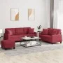 Red synthetic leather 3-piece sofa set with cushions by , Sofas - Ref: Foro24-3201396, Price: 533,99 €, Discount: %