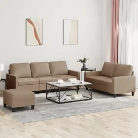 Juego de sofás con cojines 3 piezas cuero sintético capuchino de , Sofás - Ref: Foro24-3201427, Precio: 473,34 €, Descuento: %