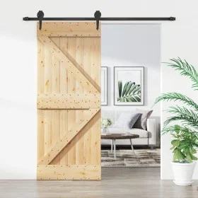 Sliding door with solid pine wood hardware 85x210 cm by , Doors - Ref: Foro24-3203198, Price: 170,82 €, Discount: %