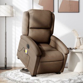 Sillón de masaje eléctrico reclinable elevable tela marrón en Sillones | Comprar online en Foru.es