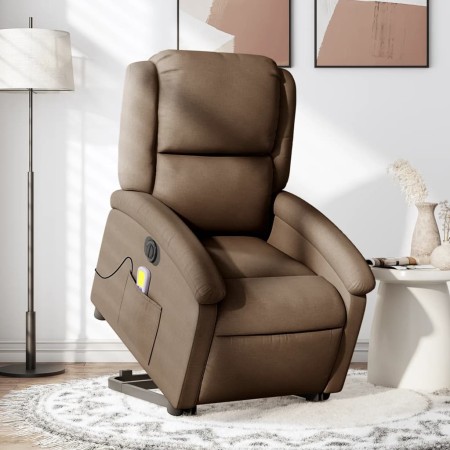 Sillón de masaje eléctrico reclinable elevable tela marrón en Sillones | Comprar online en Foru.es