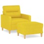 Sillón con taburete tela amarillo claro 60 cm de , Sofás - Ref: Foro24-3201070, Precio: 174,35 €, Descuento: %