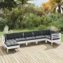 Muebles de jardín 8 pzas con cojines blanco madera de pino de , Conjuntos de jardín - Ref: Foro24-3096551, Precio: 579,60 €, ...