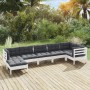 Muebles de jardín 8 pzas con cojines blanco madera de pino de , Conjuntos de jardín - Ref: Foro24-3096551, Precio: 587,02 €, ...