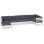 Muebles de jardín 8 pzas con cojines blanco madera de pino de , Conjuntos de jardín - Ref: Foro24-3096551, Precio: 587,02 €, ...