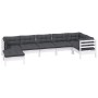 Muebles de jardín 8 pzas con cojines blanco madera de pino de , Conjuntos de jardín - Ref: Foro24-3096551, Precio: 587,02 €, ...
