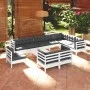 Muebles de jardín 11 pzas y cojines blanco madera maciza pino de , Conjuntos de jardín - Ref: Foro24-3096786, Precio: 954,67 ...
