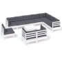 Muebles de jardín 11 pzas y cojines blanco madera maciza pino de , Conjuntos de jardín - Ref: Foro24-3096786, Precio: 966,80 ...