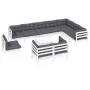 Muebles de jardín 11 pzas y cojines blanco madera maciza pino de , Conjuntos de jardín - Ref: Foro24-3096786, Precio: 954,67 ...