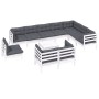Muebles de jardín 11 pzas y cojines blanco madera maciza pino de , Conjuntos de jardín - Ref: Foro24-3096786, Precio: 966,80 ...