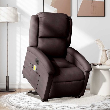 Sillón masaje eléctrico reclinable elevable tela marrón oscuro en Sillones | Comprar online en Foru.es