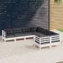 Muebles de jardín 8 pzas y cojines blanco madera maciza de pino de , Conjuntos de jardín - Ref: Foro24-3096972, Precio: 679,9...