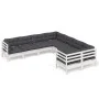 Muebles de jardín 8 pzas y cojines blanco madera maciza de pino de , Conjuntos de jardín - Ref: Foro24-3096972, Precio: 679,9...