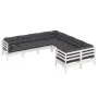 Muebles de jardín 8 pzas y cojines blanco madera maciza de pino de , Conjuntos de jardín - Ref: Foro24-3096972, Precio: 679,9...