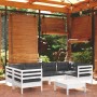Muebles de jardín 7 pzas con cojines blanco madera de pino de , Conjuntos de jardín - Ref: Foro24-3097302, Precio: 617,41 €, ...