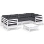 Muebles de jardín 7 pzas con cojines blanco madera de pino de , Conjuntos de jardín - Ref: Foro24-3097302, Precio: 617,41 €, ...