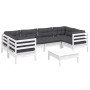 Muebles de jardín 7 pzas con cojines blanco madera de pino de , Conjuntos de jardín - Ref: Foro24-3097302, Precio: 617,41 €, ...