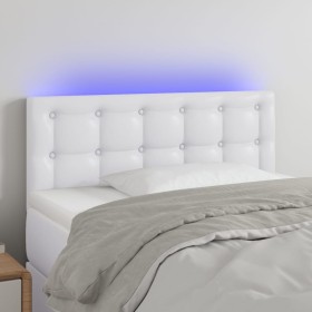 Cabecero con LED cuero sintético blanco 80x5x78/88 cm de , Cabeceros y pies de cama - Ref: Foro24-3121685, Precio: 42,17 €, D...