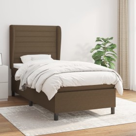 Cama box spring con colchón tela marrón oscuro 100x200 cm de , Camas y somieres - Ref: Foro24-3128024, Precio: 375,95 €, Desc...