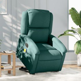 Sillón masaje eléctrico reclinable elevable tela verde oscuro en Sillones | Comprar online en Foru.es