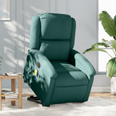 Sillón masaje eléctrico reclinable elevable tela verde oscuro en Sillones | Comprar online en Foru.es