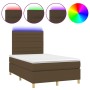 Cama box spring con colchón y LED tela marrón oscuro 120x200 cm de , Camas y somieres - Ref: Foro24-3135504, Precio: 399,99 €...