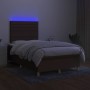 Cama box spring con colchón y LED tela marrón oscuro 120x200 cm de , Camas y somieres - Ref: Foro24-3135504, Precio: 399,99 €...