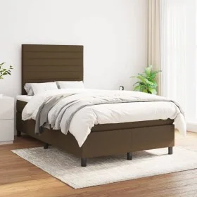 Cama box spring con colchón tela marrón oscuro 120x200 cm de , Camas y somieres - Ref: Foro24-3141844, Precio: 409,48 €, Desc...